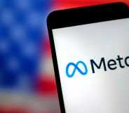 An illustration photo shows the Meta LOGO displayed on a smartphone, an American flag is behind it