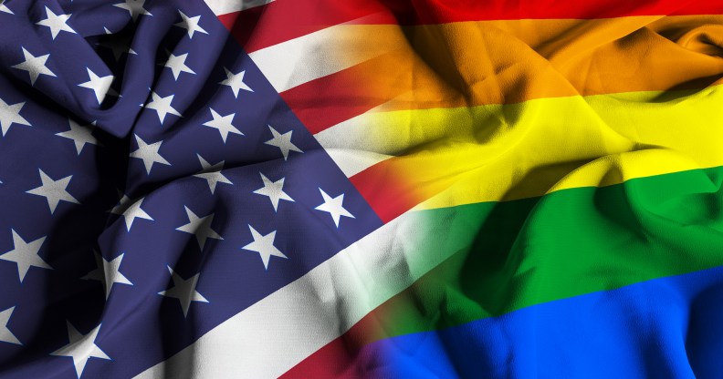 Flags of the United States of America and of the LGBT Movement