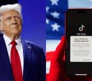 Split image of Donald Trump and a TikTok error message.