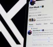 A image of Elon Musk's X profile next to the X logo