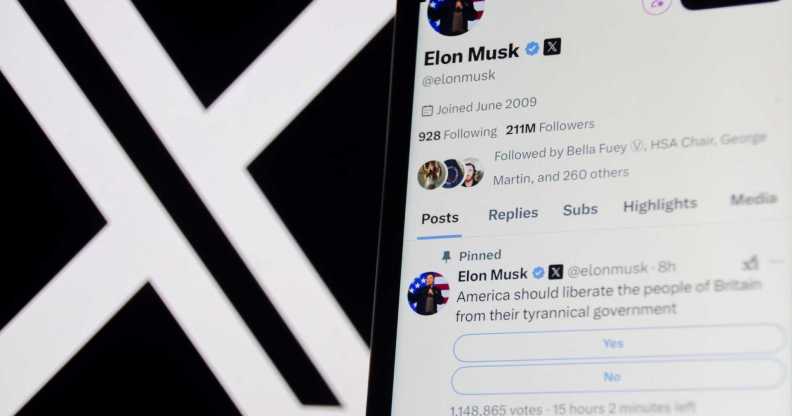 A image of Elon Musk's X profile next to the X logo