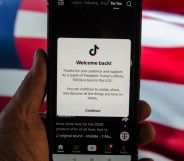 TikTok message that reads: "Thanks for your patience and support. As a result of President Trump’s efforts, TikTok is back in the U.S."