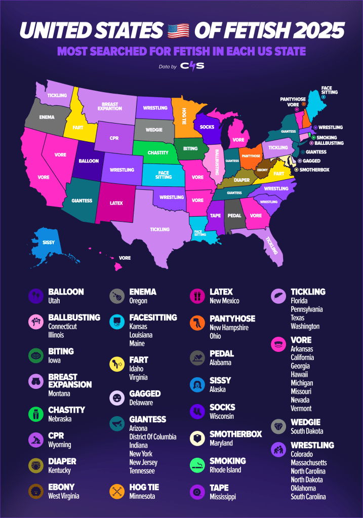 Clips4Sale's map of US fetishes. 