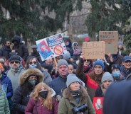 People gathered in City Hall in Downtown, Manhattan on Wednesday to oppose the early actions of President Donald Trump's administration and the Project 2025 in New York City, United States.