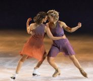 France's Gabriella Papadakis (L) and US' Madison Hubbell (R).