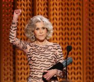 Jane Fonda accepting her Lifetime Achievement Award at the SAG Awards 2025.