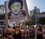 Protestors during a pro-LGBTQ+ rally in Buenos Aires. (Getty)