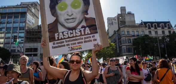 Protestors during a pro-LGBTQ+ rally in Buenos Aires. (Getty)