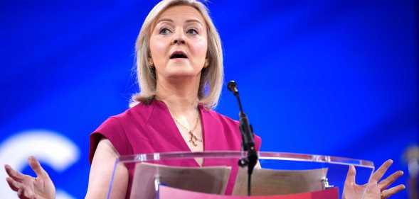 Former Prime Minister of the United Kingdom Liz Truss speaks at the Conservative Political Action Conference.