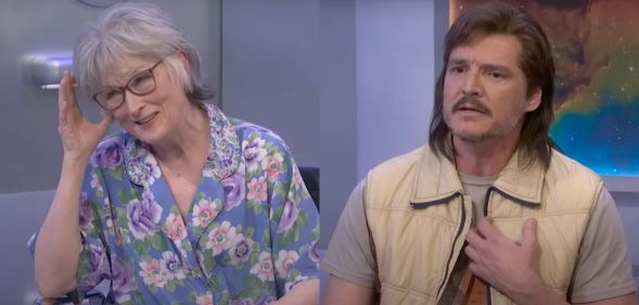 Meryl Streep and Pedro Pascal in the Close Encounters SNL skit.