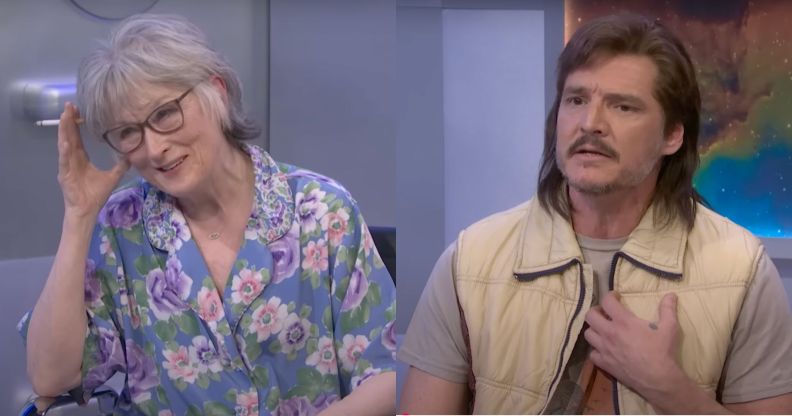 Meryl Streep and Pedro Pascal in the Close Encounters SNL skit.