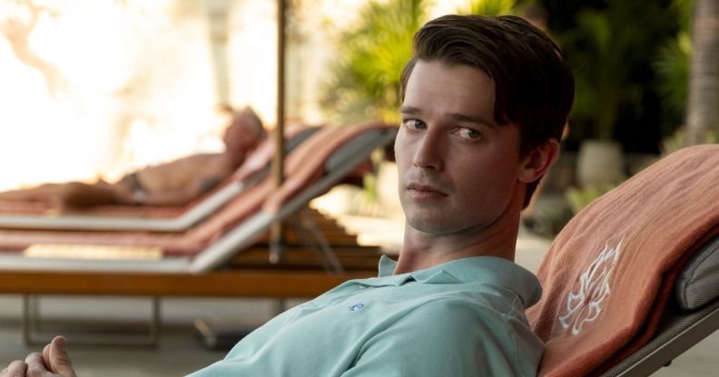 Patrick Schwarzenegger in a still from the white lotus season 3