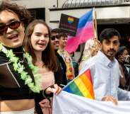 Rainbow Migration supporters at a protest