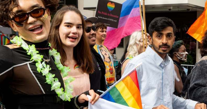 Rainbow Migration supporters at a protest