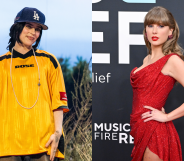 Split photo of Billie Eilish and Taylor Swift