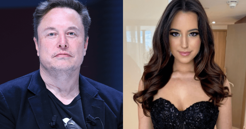 Split photo of Elon Musk and Ashley St. Clair