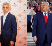 Split photo of Sadiq Khan and Donald Trump.