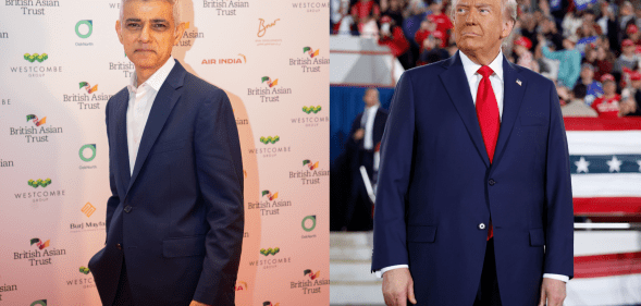 Split photo of Sadiq Khan and Donald Trump.