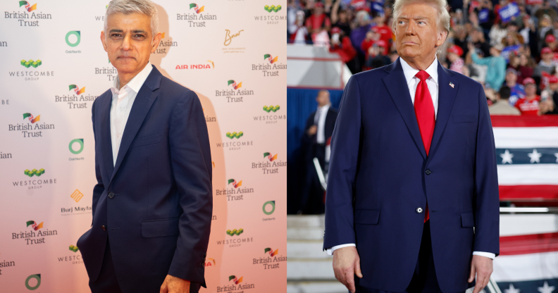 Split photo of Sadiq Khan and Donald Trump.