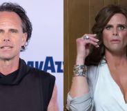 Walton Goggins (left) and Walton Goggins as trans character Venus Van Dam in Sons of Anarchy (right)