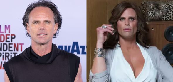 Walton Goggins (left) and Walton Goggins as trans character Venus Van Dam in Sons of Anarchy (right)