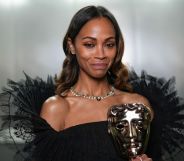 Zoë Saldaña with her BAFTA Award.