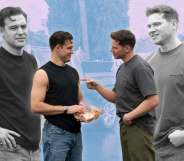 A romantic collage of Buck and Eddie in various posts in the goodbye scene.