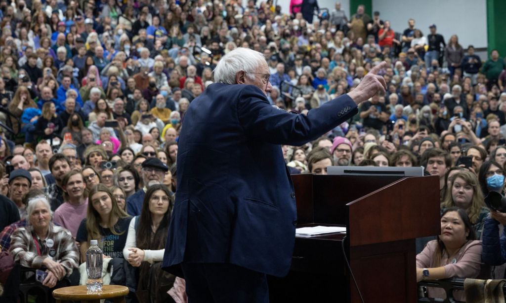 Bernie Sanders at the 'Fighting the Oligarchy' rally.