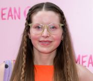 Harry Potter star Jessie Cave poses on the red carpet of the Mean Girls premiere.