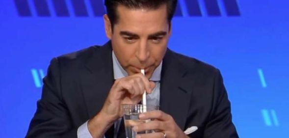 Jesse Watters using a very feminine straw.