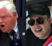 A split image of John larson and Elon Musk.