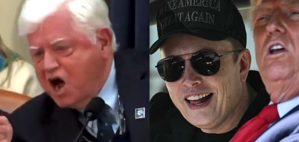 A split image of John larson and Elon Musk.