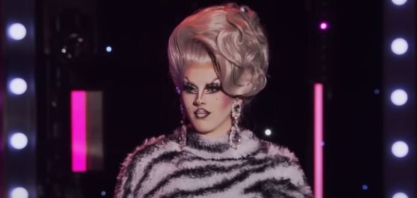 Lydia B Kollins preparing to lip-sync in episode 11 of RuPaul's Drag Race season 17.