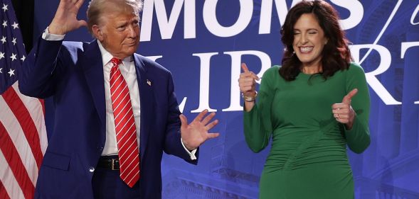 Moms for Liberty co-founder Tiffany Justice alongside Donald Trump.