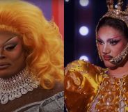 A split image of Onya Nurve in episode 11 of Drag Race and Arrietty on episode 10 of Drag Race.