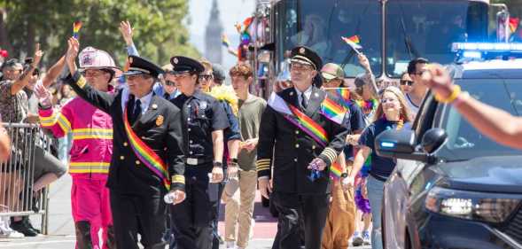 The San Francisco Fire Department contingent marches at the 54rd Annual San Francisco Pride Parade on June 30, 2024 in San Francisco, California.