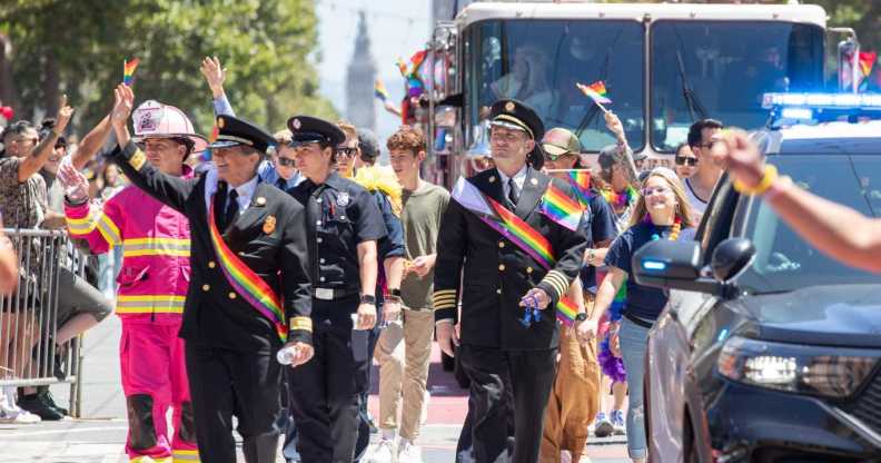 The San Francisco Fire Department contingent marches at the 54rd Annual San Francisco Pride Parade on June 30, 2024 in San Francisco, California.