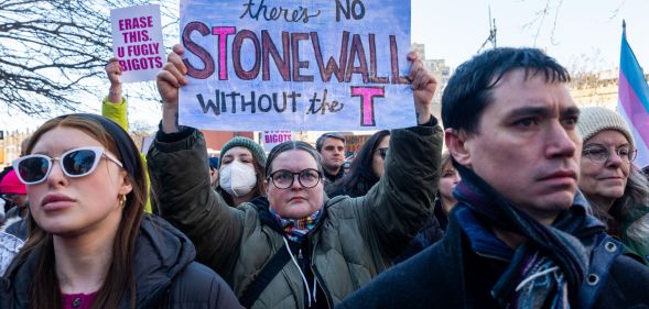 Protestors outside the Stonewall Inn.