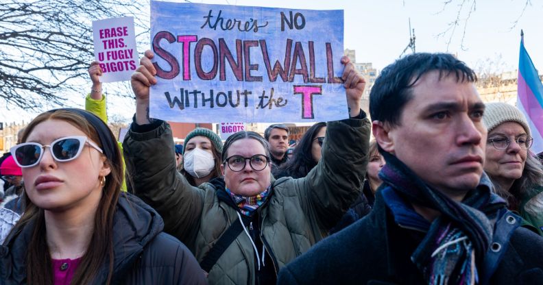 Protestors outside the Stonewall Inn.