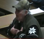 A Wisconsin man during a public hearing.