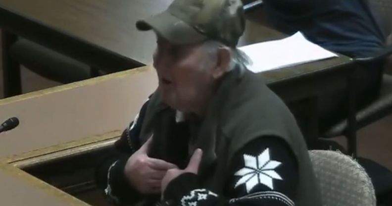 A Wisconsin man during a public hearing.