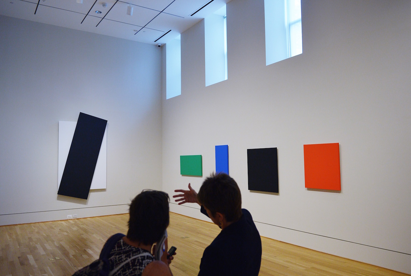Paintings by artist Ellsworth Kelly are seen during an exhibition preview on June 19, 2013 at The Phillips Collection in Washington, DC. The exhibition, "Ellsworth Kelly: Panel Paintings 20042009" will be on display from June 22September 22, 2013. AFP PHOTO/Mandel NGAN (Photo credit should read MANDEL NGAN/AFP/Getty Images)