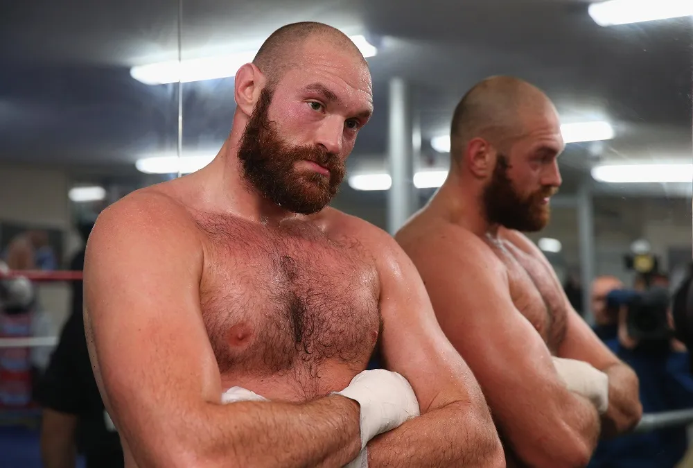 BOLTON, ENGLAND - NOVEMBER 06:  Tyson Fury poses for a portrait during a training session at Team Fury Gym ahead of his fight with Dereck Chisora on November 6, 2014 in Bolton, England.  (Photo by Alex Livesey/Getty Images)