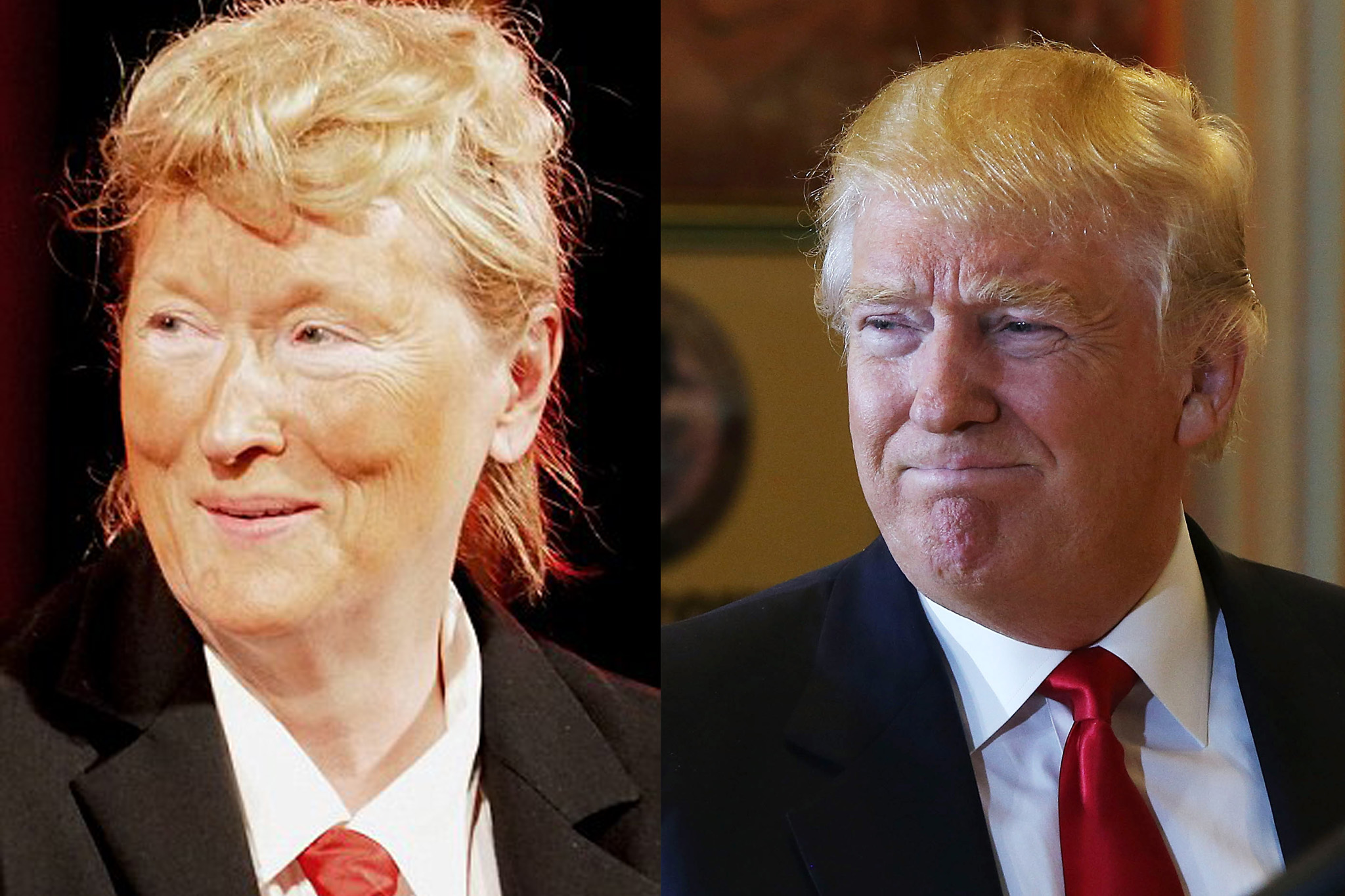 Meryl STreep as Donald Trump and Donald Trump as Donald Trump