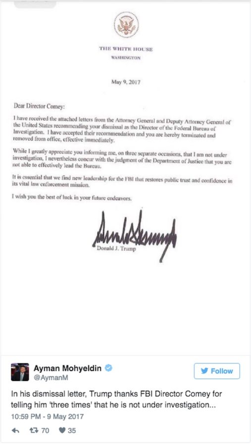 Letter from President Trump to James Comey