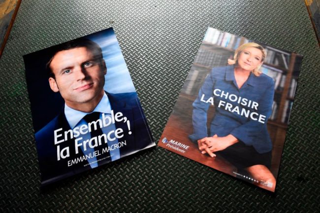 Macron and Le Pen election posters
