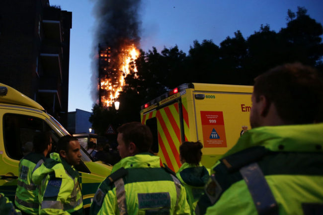 Firefighters at Grenfell Tower