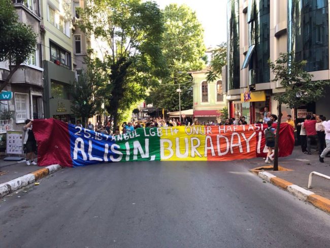 Ralliers at the banned Istanbul Pride 2017