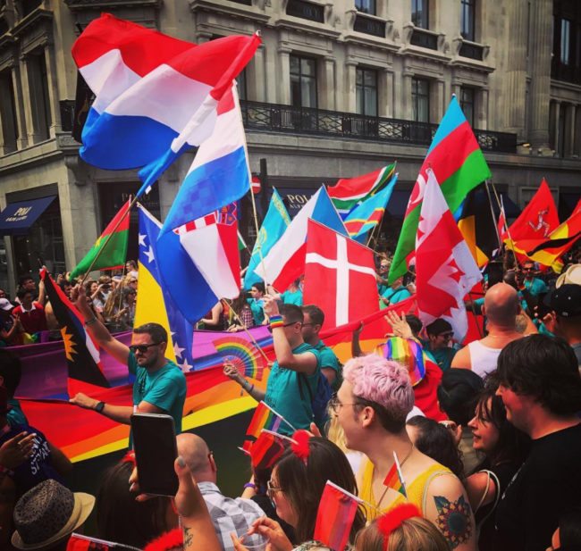 Flags at Pride in London 2017