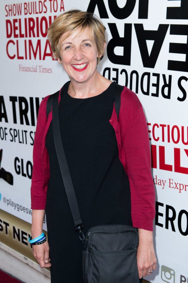 Julie Hasmondhalgh attends the opening of 'The Play That Goes Wrong' in 2015 